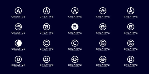 Aufkleber - Set of initial letter a,b,c and d logo design template. icons for business of luxury, elegant, simple