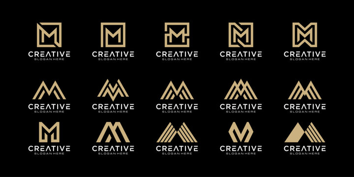 set of initials letter M abstract logo vector design