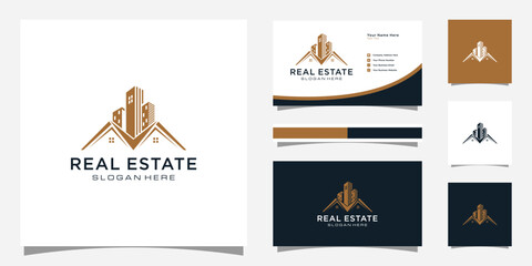 Aufkleber - Real estate with building and house logo design and business card