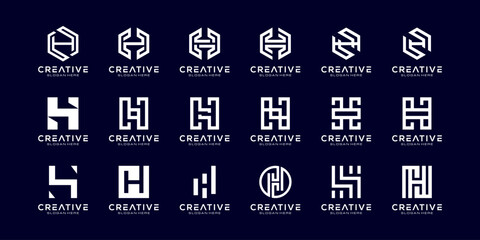 Aufkleber - Set of initial H abstract logo vector template
