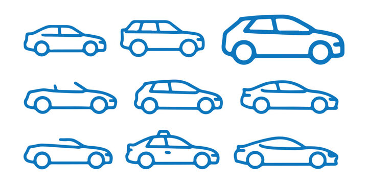Transport icon set. Transportation in linear style. Vector illustration