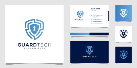 Aufkleber - shield security logo design and business card