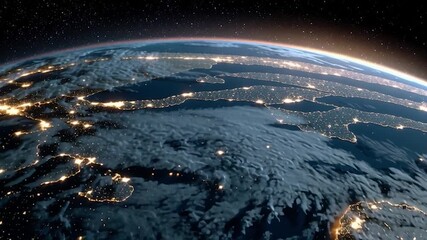 Wall Mural - space view of earth at night with lots of light
