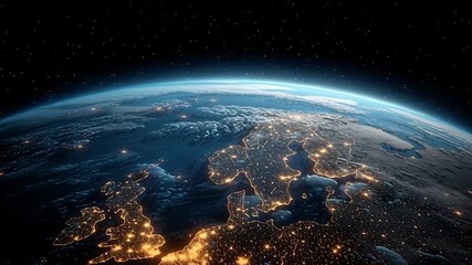 Wall Mural - space view of earth at night with lots of light