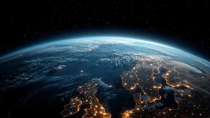 Wall Mural - space view of earth at night with lots of light