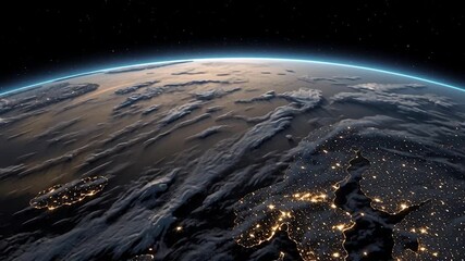 Wall Mural - space view of earth at night with lots of light