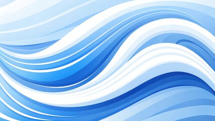 Poster - Abstract blue and white waves flowing smoothly with gentle curves