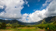 © Gary - A sweeping view of Oahu’s west coast mountains and valleys, where dramatic ridges, green pastures, and tropical vegetation meet under a wide, cloud-filled Hawaiian sky.