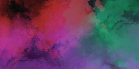 Aufkleber - Abstract watercolor background blending red purple and green hues with splatter effects for artistic design and creative visuals