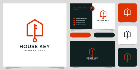 Aufkleber - house key logo vector with business card
