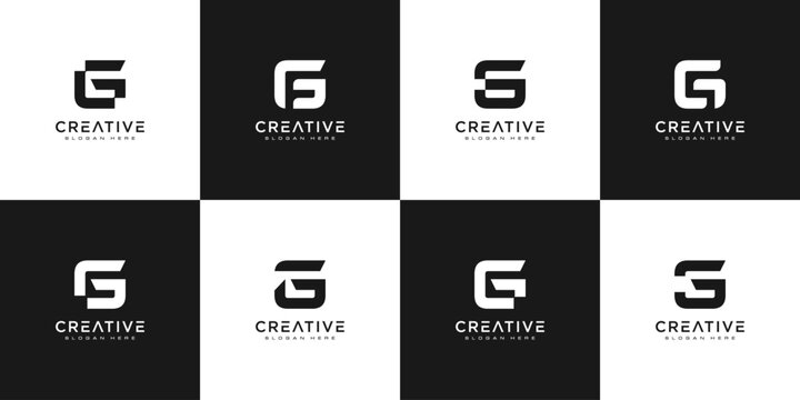set of initial Letter G Abstract Vector Logo Design Template. Creative Typographic Concept Icon