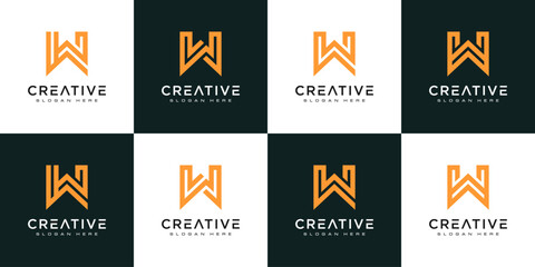 Aufkleber - set of initials letter W abstract logo vector design