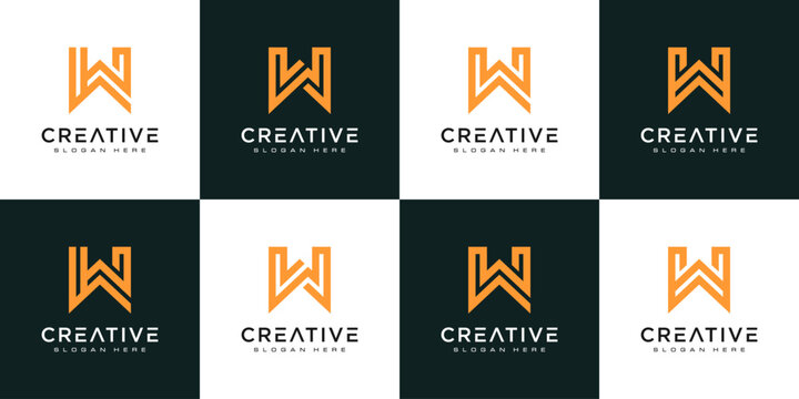 set of initials letter W abstract logo vector design