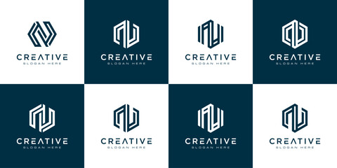 Aufkleber - Set of initial letter N abstract logo vector template