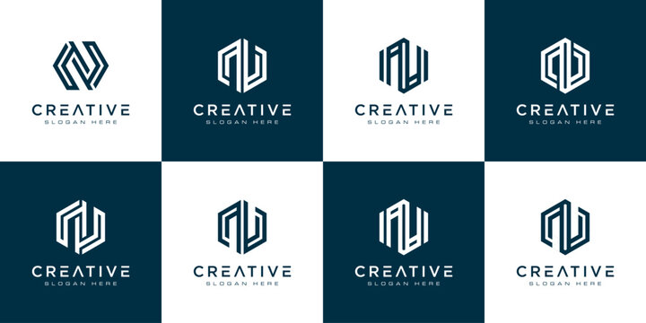 Set of initial letter N abstract logo vector template