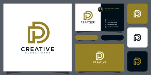Aufkleber - Abstract letter DP. minimal logo design template