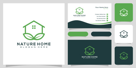 Aufkleber - home nature logo vector design and business card
