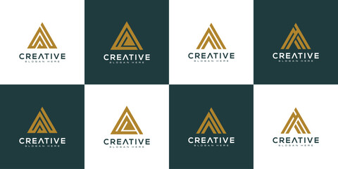 Aufkleber - SET OF initial letter A logo vector mono line