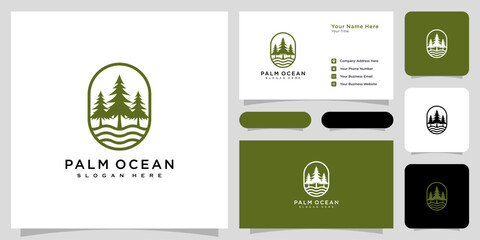 Aufkleber - pine tree ocean icon illustration isolated vector sign symbol