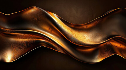 Poster - Glowing waves abstract background with smooth layers, showcasing rich blend of bronze and gold tones that evoke sense of elegance and fluidity