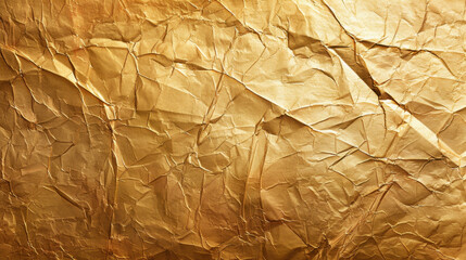 Poster - Crumpled gold foil texture with rich reflections and intricate crinkles creates luxurious and elegant background, perfect for various design projects