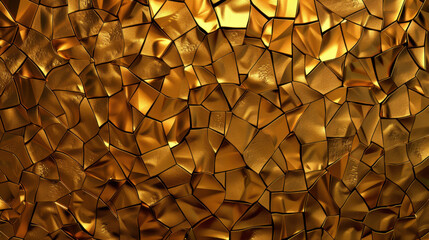 Aufkleber - Golden mosaic texture with reflective tiles creates stunning visual effect. intricate patterns and shimmering surfaces evoke sense of luxury and elegance, perfect for various design applications