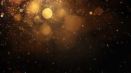 Poster - Golden twinkle lights create mesmerizing effect against smooth brown gradient background, evoking sense of warmth and celebration. shimmering particles add magical touch to any design