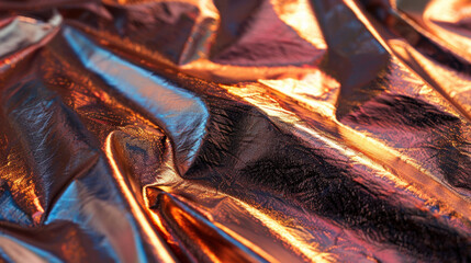 Poster - Holographic foil texture displaying vibrant rainbow colors with shiny, reflective surface. intricate folds create dynamic visual effect, enhancing overall aesthetic appeal