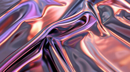 Poster - Iridescent holographic fabric with smooth surface, showcasing vibrant colors and reflections. texture creates dynamic visual effect, perfect for various design applications