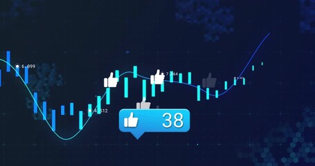 Poster - Bubble appearing on chart dip, causing icons popping and count updating showing engagement growth