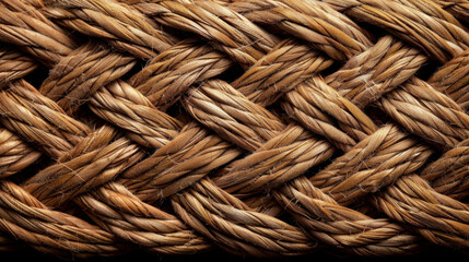 Poster - Braided natural fiber texture with intricate weaving, showcasing rich brown color and organic feel. This evokes sense of craftsmanship and natural beauty