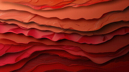 Poster - Layered red paper cut style waves create stunning visual depth, showcasing rich textures and vibrant hues. This artwork evokes sense of warmth and creativity