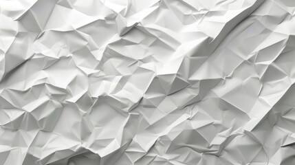 Poster - Crumpled white paper texture with intricate folds and shadows creates dynamic visual effect, perfect for backgrounds or artistic projects