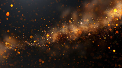 Poster - Light golden sparkles in soft motion blur create mesmerizing chaos, evoking sense of wonder and beauty in this abstract background. shimmering particles dance gracefully