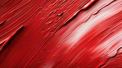 Poster - Vibrant light red brushstroke texture across white canvas creates striking visual impact, showcasing beauty of artistic expression and creativity