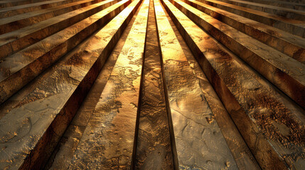 Poster - Stunning lightreflective gold surface texture with shine creates captivating visual effect, showcasing intricate patterns and depth. rays of light enhance metallic sheen, evoking sense of warmth