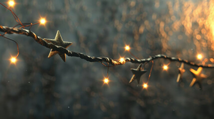 Poster - Luminous stars on dark background create magical atmosphere, with glowing lights illuminating scene. twinkling stars add festive touch, perfect for celebrations