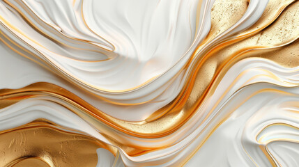 Poster - Luxurious golden curve texture abstract design, featuring smooth white and gold waves that create sense of elegance and sophistication. This captivating image evokes feeling of opulence and beauty