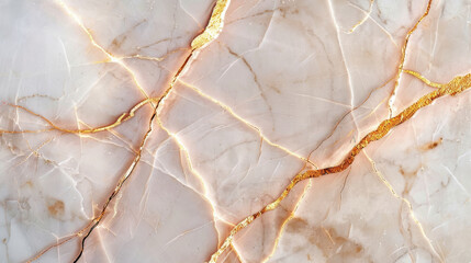 Poster - Elegant marble texture background featuring soft pink and gold veins, creating luxurious and sophisticated appearance. This design is perfect for various applications, including interior decor