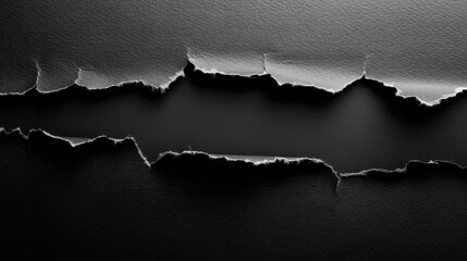 Poster - Torn edges of matte black paper create striking contrast against smooth surface, evoking sense of depth and texture. This captures beauty of imperfection and simplicity