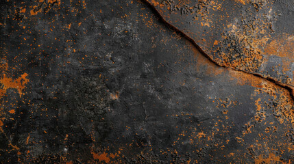 Poster - Textured surface featuring combination of dark tones and rust, showcasing gritty and weathered appearance that evokes sense of age and industrial charm