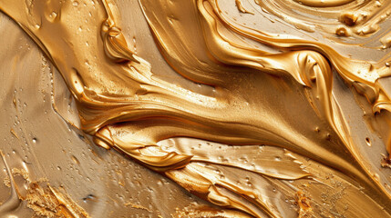Poster - Stunning abstract image featuring melted gold texture in fluid motion, showcasing rich golden hues and smooth, flowing patterns that evoke sense of luxury and elegance