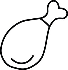 Poster - Chicken leg outline simple black line drawing isolated on transparency background minimalistic style food icon meat illustration vector graphic clean design editable stroke modern look