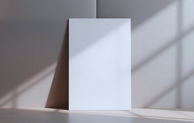 Wall Mural - Blank white vertical paper sheet 5x7 inches with shadow overlay. Modern and stylish greeting card or wedding invitation mock up