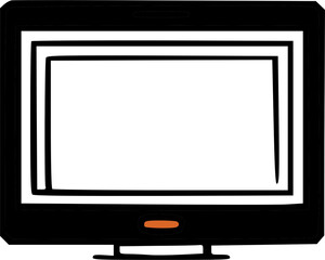 Poster - Simple black and white illustration of a vintage computer monitor.