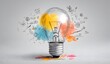 © Rashid - Creative lightbulb bursting with colorful ideas and business concepts, symbolizing innovation and inspiration