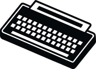 Poster - Retro computer keyboard silhouette isolated on transparent background