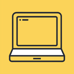 Poster - Laptop computer outline silhouette isolated on transparent background