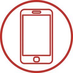 Poster - Red outline of a smartphone inside a circle silhouette isolated on transparent background