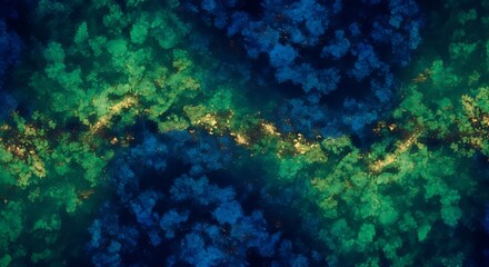 Poster - Abstract Emerald and Sapphire: A dynamic interplay of color and texture landscape